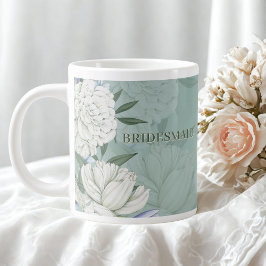 Taza De Café Gigante Bridesmaid Wedding Gift – Sage Green & Peonies