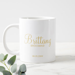 Taza De Café Gigante Bridesmaids personalizada de oro moderno
