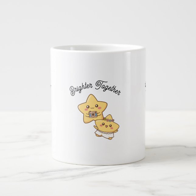 Taza De Café Gigante Brighter Together – Cute, lovely Couple Mug Gift (Frente)
