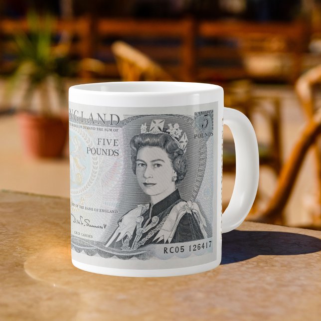 Taza De Café Gigante British 1971 £5 Note Mug - Reina Isabel II (Subido por el creador)