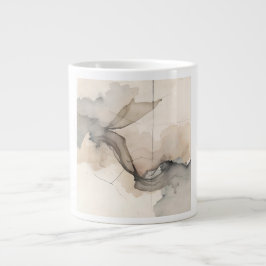 Taza De Café Gigante "Broken Grid" Japandi Linen Pattern | Faded Wabi-S