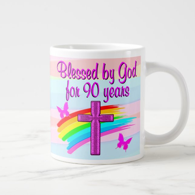 TAZA DE CAFÉ GIGANTE BROMA DE BENDICIONES DE CUMPLEAÑOS DE DIOS DE AMOR (Derecha)