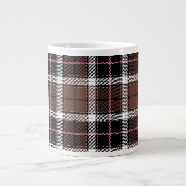 Taza De Café Gigante Brown Plaid (Frente)