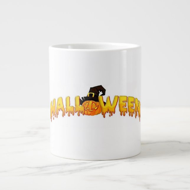 Taza De Café Gigante Bruja de calabaza de Halloween (Frente)