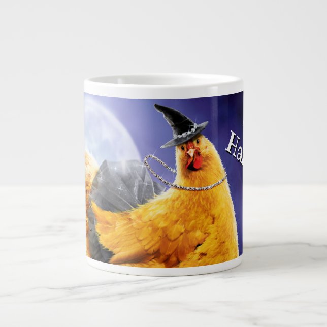 Taza De Café Gigante Bruja de pollo en el bastón (Frente)