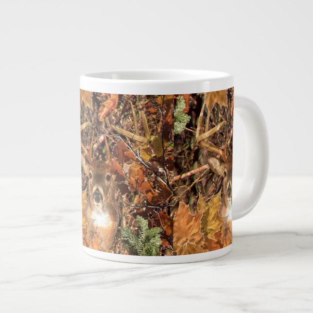Taza De Café Gigante Buck en otoño Camo venado blanco (Derecha)