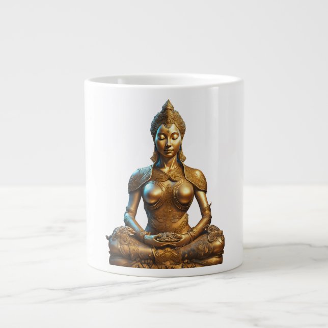 Taza De Café Gigante Buddha Meditation Geschenk Zen Gold Religion Indie (Frente)