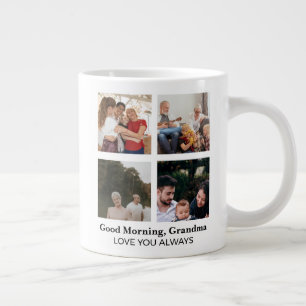 Taza De Café Gigante Buenos Días Collage de Fotos Personalizado Abuela