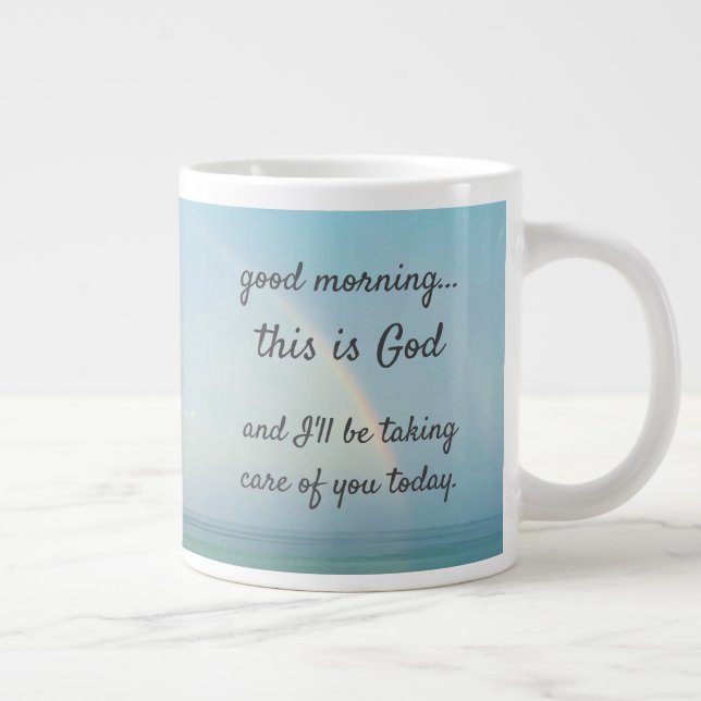 Taza De Café Gigante "Buenos días, este es Dios" café gigante Mug (Derecha)