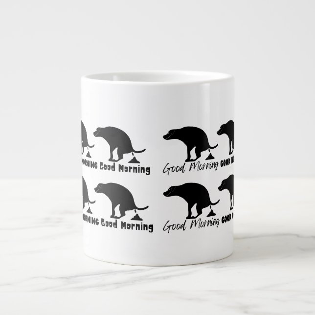 Taza De Café Gigante Buenos días gracioso perro de perro de perro de pe (Frente)