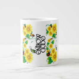 Taza De Café Gigante Buenos días saludo floral
