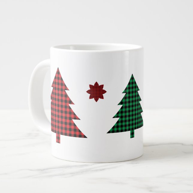Taza De Café Gigante Buffalo Plaid Trees (Izquierda)