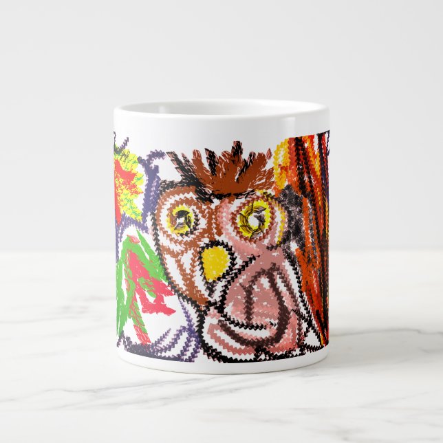 Taza De Café Gigante Búho alegría otoñal (Frente)