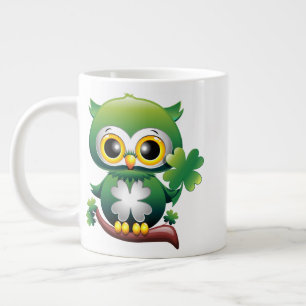 Taza De Café Gigante Búho Bebé Lindo St Patrick Dibujo Animado