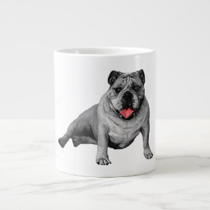 Taza De Café Gigante Bulldog con Acentos Rojos Divertidos