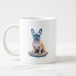 Taza De Café Gigante Bulldog Francés Colorido y Artístico