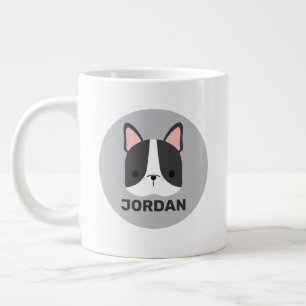 Taza De Café Gigante Bulldog francés lindo con nombre personalizado
