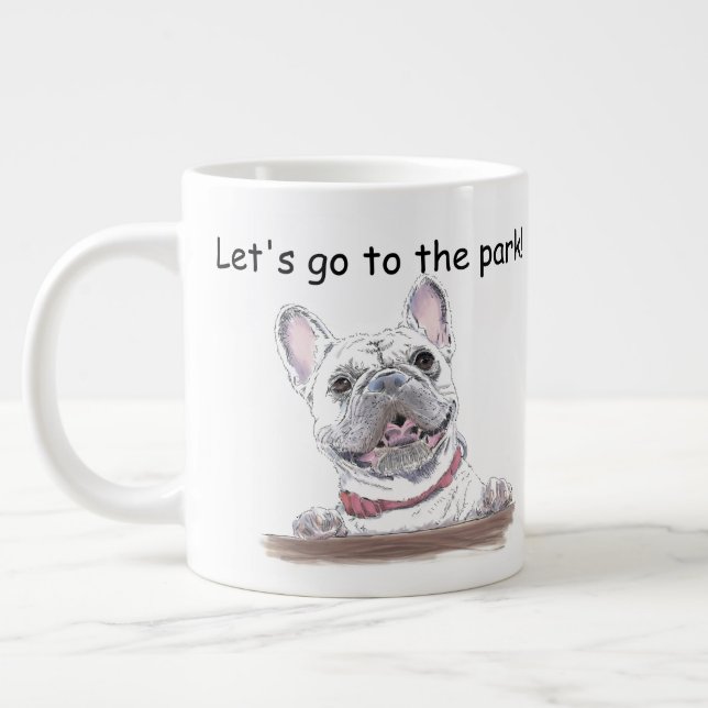 Taza De Café Gigante Bulldog francés súper cuto | Vamos al parque (Izquierda)