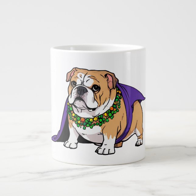 Taza De Café Gigante Bulldog Mardi Gras King Mug (Frente)