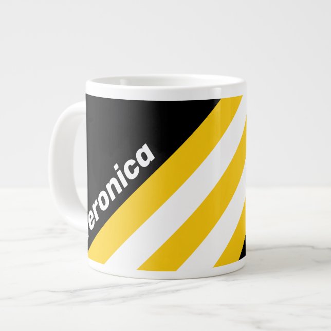 Taza De Café Gigante Bumblebee Nostalgic Stripes with Name (Izquierda)