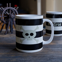 Taza De Café Gigante Burlas y huesos cruzados Pirata franjas negras div