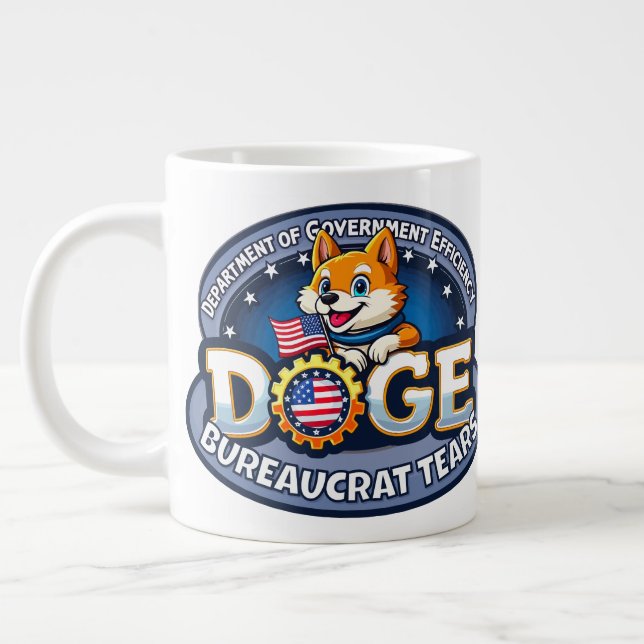 Taza De Café Gigante Burocrata DOGE llora a fango gigante (Izquierda)