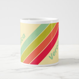 Taza De Café Gigante Buttercream Whisper Stripes with Name