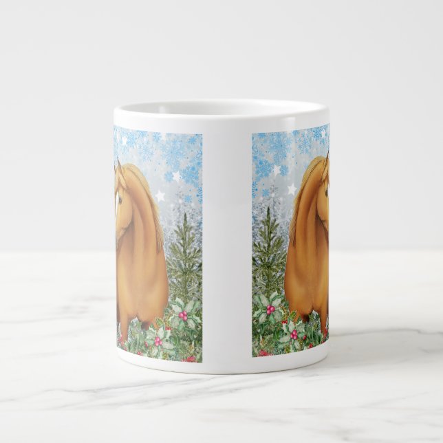 Taza De Café Gigante Caballo Arábigo de Castaño en Jardín (Frente)