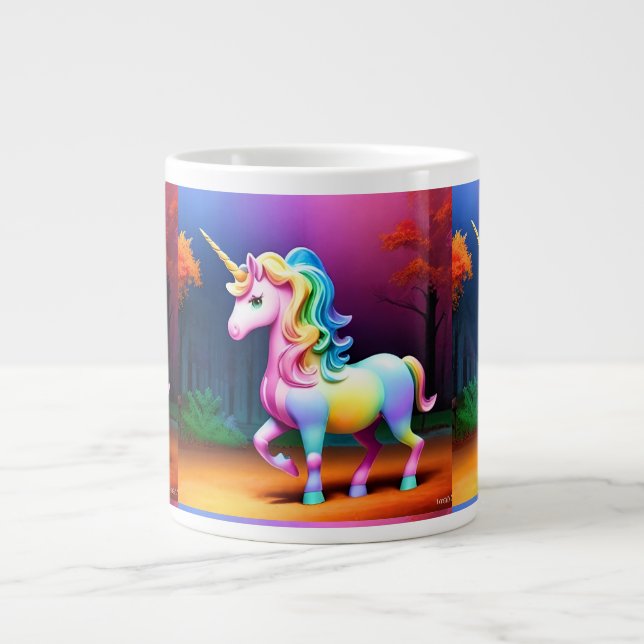 Taza De Café Gigante Caballo de unicornio blanco-37474 (Frente)