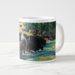 Taza De Café Gigante Caballo del rancho e impulsión y río de la manada