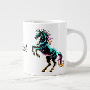 Taza De Café Gigante Caballo Luz de Neón Glitch Estilo Retro