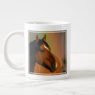 Taza De Café Gigante Caballo salvaje, luz dorada y arcoíris