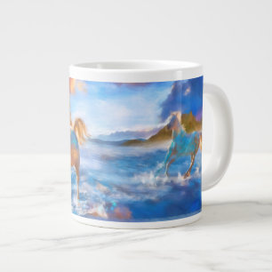 TAZA DE CAFÉ GIGANTE CABALLOS ARABIANOS DE LA ISLA STELLAR
