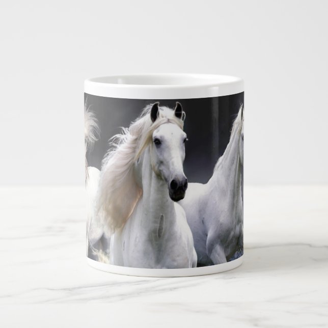 Taza De Café Gigante Caballos corriendo lanzando almohada (Frente)