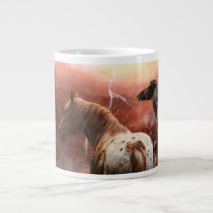 TAZA DE CAFÉ GIGANTE CABALLOS SALVAJES TORMENTA DEL DESIERTO