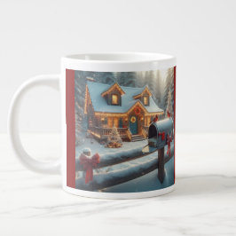 Taza De Café Gigante Cabaña de Navidad Acogedora Paisaje Invernal Mágic