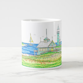 Taza De Café Gigante Cabaña junto al mar Jumbo Mug