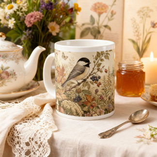 Taza De Café Gigante Cabaña Vintage de Carbonero Cottagecore Bosque Páj