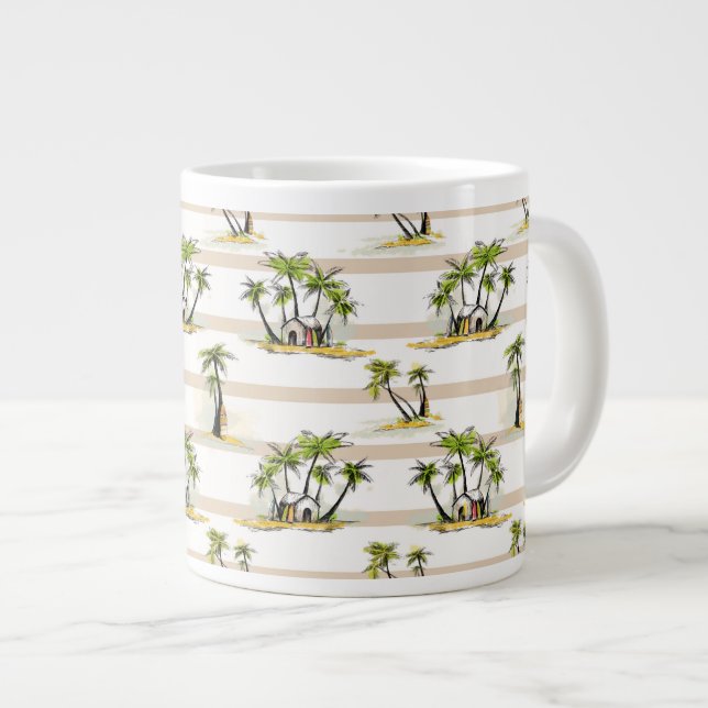 Taza De Café Gigante Cabaña y palmas tropicales (Derecha)