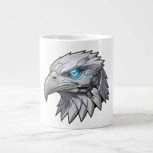 Taza De Café Gigante Cabeza Cibernética de Águila Robótica Futurista Ág
