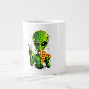 Taza De Café Gigante Cabeza de alien divertido comiendo pizza OVNI