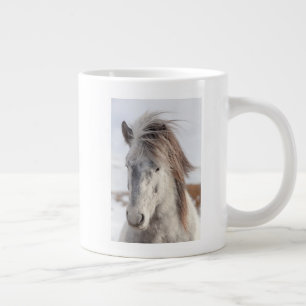 Taza De Café Gigante Cabeza de caballo islandés blanco