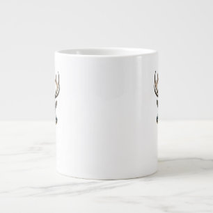 Taza De Café Gigante Cabeza de Ciervo Cibernético Metálico Arte de Pare