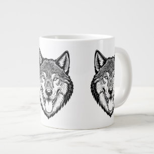 Taza De Café Gigante Cabeza de lobo desde el frente