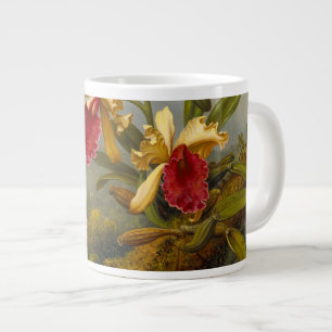 Taza De Café Gigante Cabeza de orquídeas y colibrí