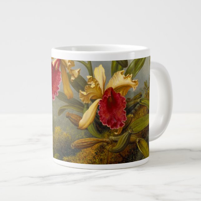 Taza De Café Gigante Cabeza de orquídeas y colibrí (Derecha)