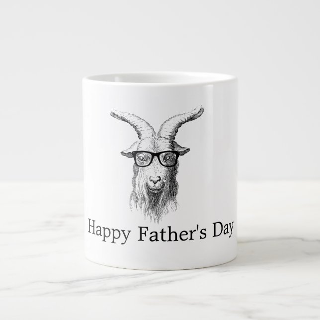 Taza De Café Gigante Cabra Hipster Con Gafas (Frente)