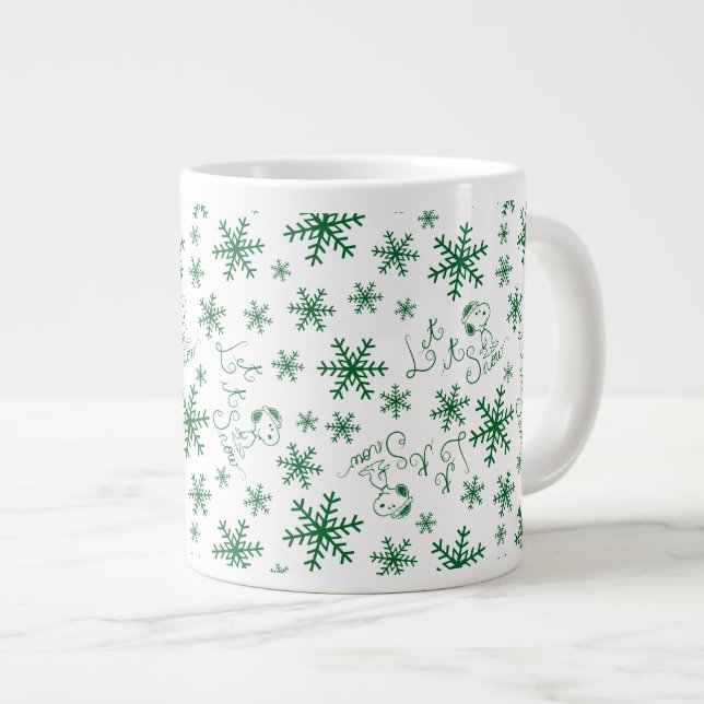Taza De Café Gigante Cacahuetes | Navidades Snoopy Let It Snow Pattern (Derecha)