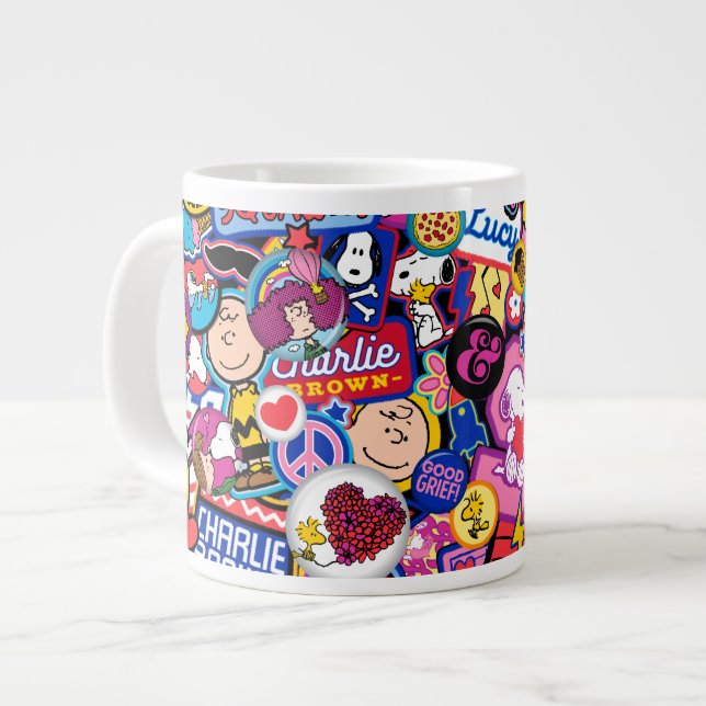 Taza De Café Gigante Cacahuetes | Patrón de parches de mixtape (Izquierda)