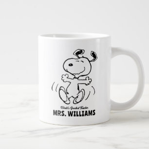 Taza De Café Gigante Cacahuetes   Snoopy Greatest Teacher Personalizado